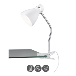 Lámpara flexo - pinza HARVEY metal blanco