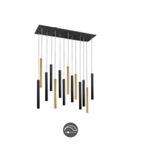 Lámpara colgante 14 luces VARAS oro y negro con mando