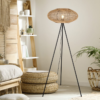 Lámpara de pie HEDDA negro con pantalla de sisal - Imagen 3