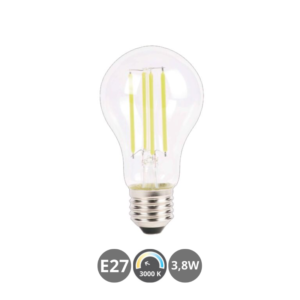 Bombilla LED E27 3,8W 3000K transparente