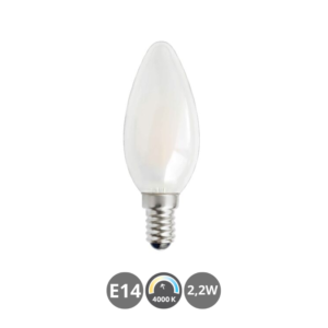 Bombilla LED E14 vela filamento 2,2W 4000K opal