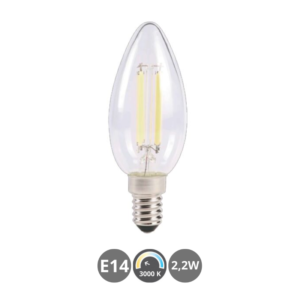 Bombilla LED E14 2,2W 3000K transparente