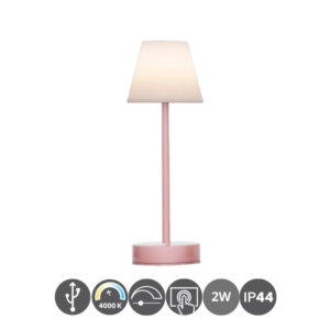 Sobremesa exterior led LOLA batería micro-USB oro rosa