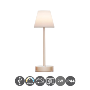 Sobremesa exterior led LOLA batería micro-USB latón