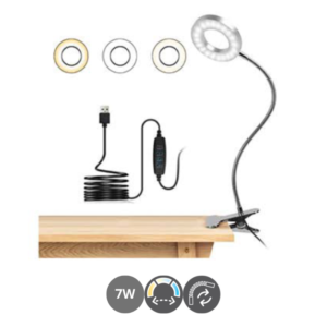 Flexo led CLIP 7w flexible con pinza plata