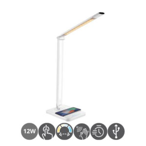 Flexo led MOBILE táctil 12W con sensor carga inalámbrica blanco
