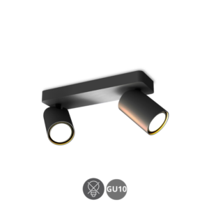 Lámpara foco 2 Luces SAL GU10 Negro