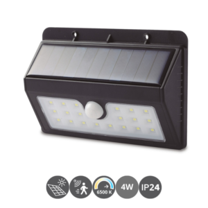 Aplique solar LED con sensor de movimiento negro