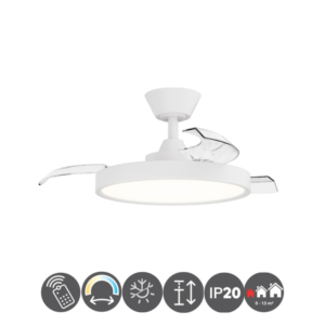 Lámpara ventilador Bombay 41,6/88cm blanco