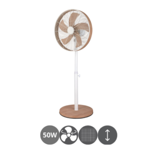 Ventilador de pie orientable Alcañiz 45W blanco haya