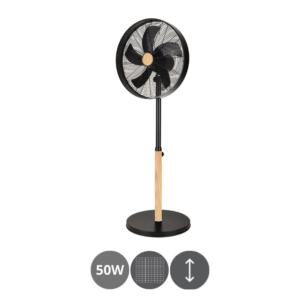 Ventilador de pie orientable Falcon 50W negro haya