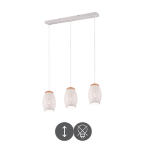 Lámpara colgante BIDAR 3 luces E27 blanco