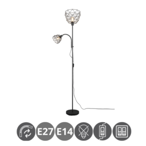 Lámpara de pie HAVAL 1x E27 con lector 1x E14 negro