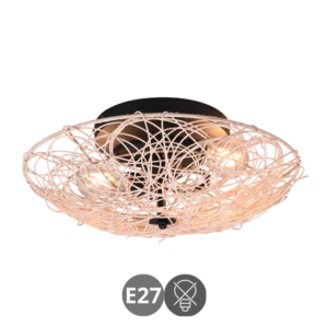 Lámpara de techo LOVIS 2 luces E27 ratán