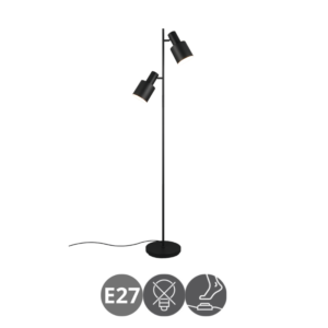 Lámpara de pie AGUDO 2x E27 negro