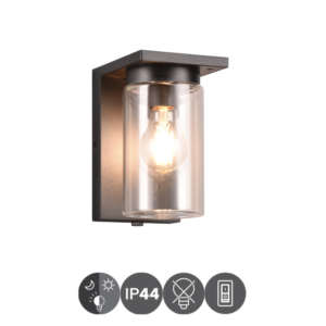 Aplique exterior ARDILA E27 con sensor de luz negro