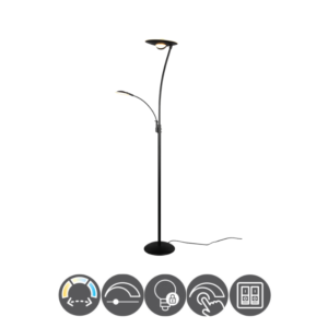Pie led GRANDBY con lector 29w+6,5w regulable negro