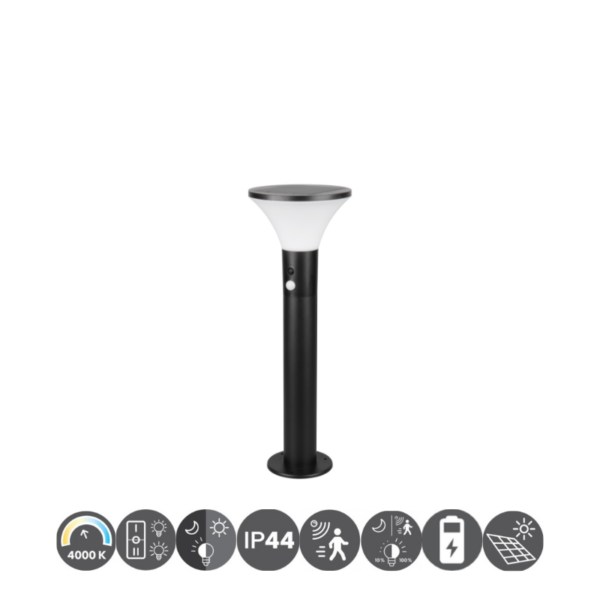 Lámpara de pie farolillo exterior GORDA led solar con sensor de movimiento y crepuscular 50cm