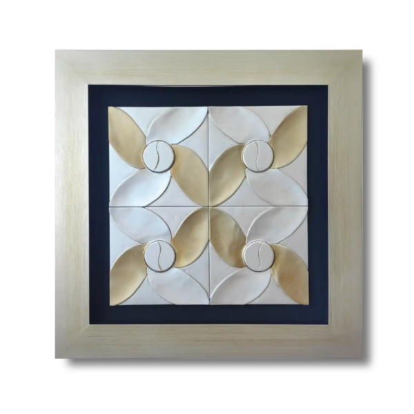 Cuadro FLORES ORO PLATA 90x90cm