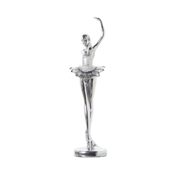 Figura BAILARINA resina plateada 30cm