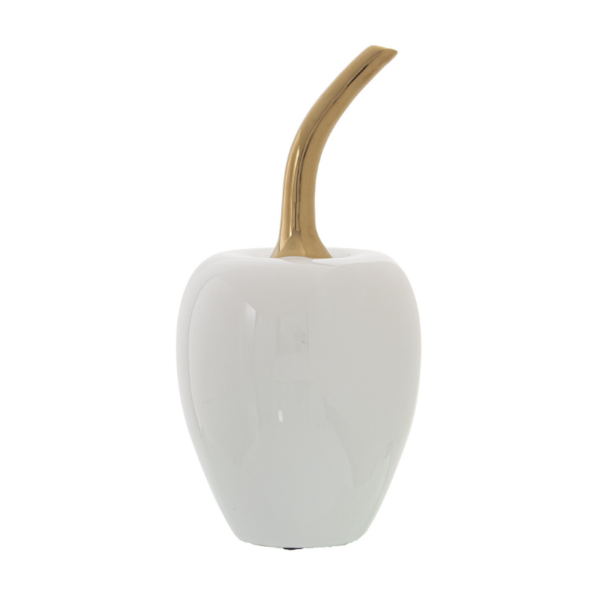 Figura decorativa CEREZA blanca y dorada 24cm