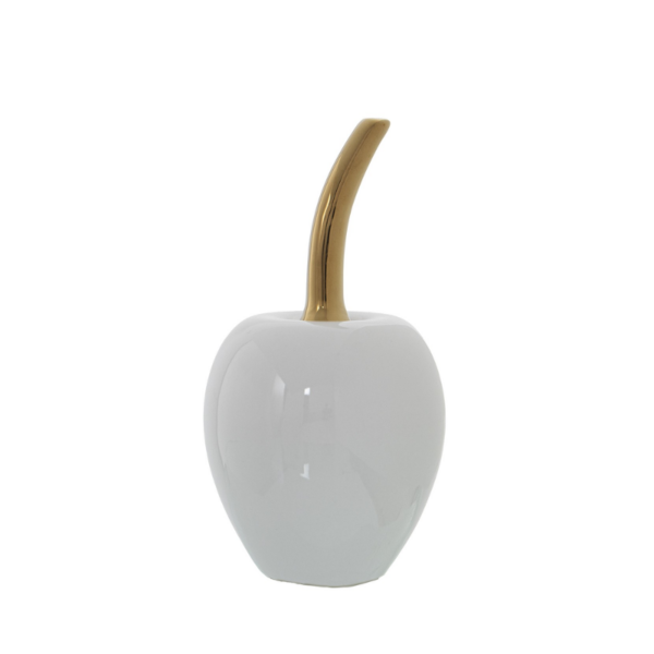 Figura decorativa CEREZA blanca y dorada 20cm