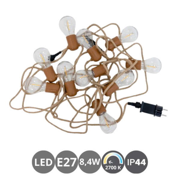 Guirnalda ALLEGRA 8 metros 10 luces E27 cable jute