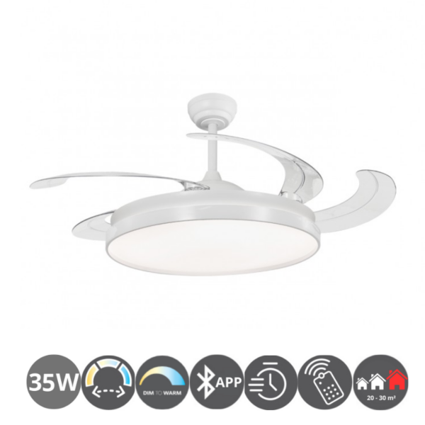 Ventilador techo HENRY XXL 5 aspas desplegables blanco