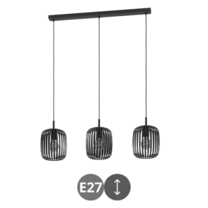 Colgante ROMAZZINA 3x E27 negro