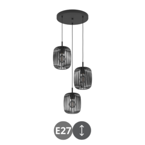 Colgante ROMAZZINA 3x E27 negro