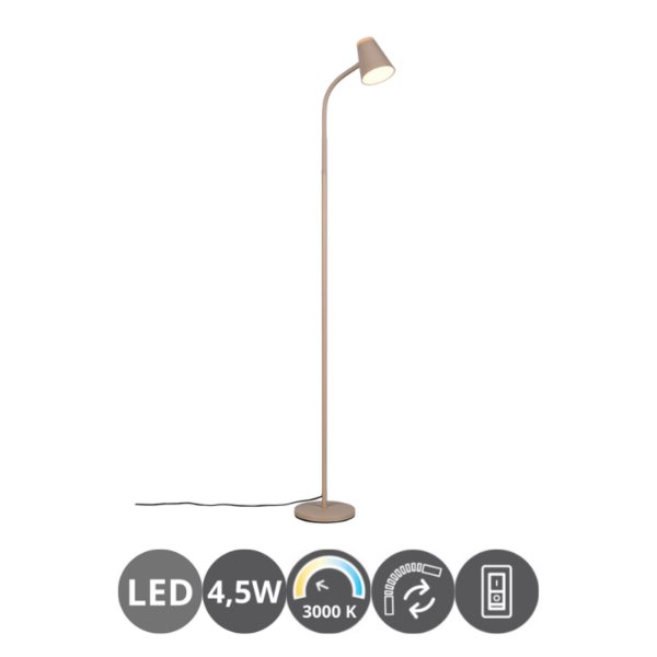 Lámpara de pie led PONGO beige madera