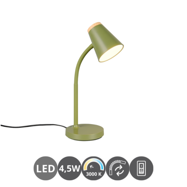 Sobremesa led PONGO verde madera