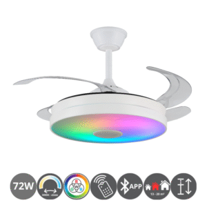 Ventilador techo MUSICAL MINA-S con luz RGB altavoz y APP