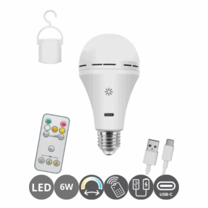 Bombilla led E27 recargable 6w CCT mando a distancia