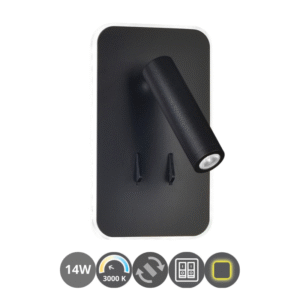 Aplique lector IRENA 14 watts mini GU10 negro