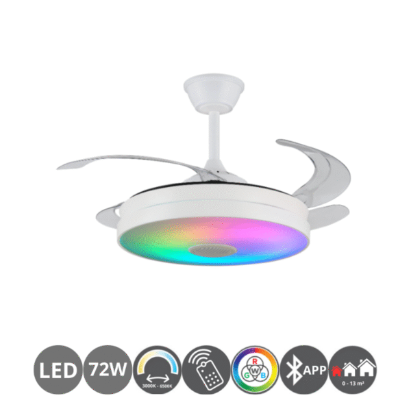 Ventilador techo MUSICAL ALTHEA-S con luz RGB altavoz y APP