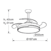 Ventilador retráctil DESTROY 77w 50/107cm (13-20m²) - Imagen 3
