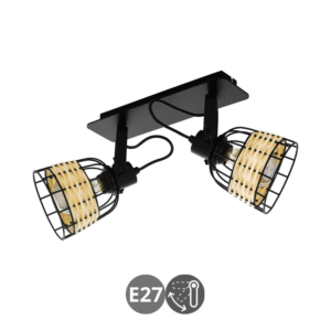 Foco dirigible ANWICK 2x E27 negro ratán