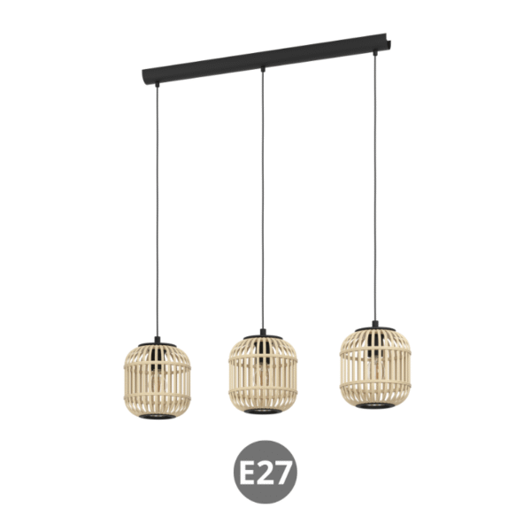 Lámpara BORDESLEY 3x E27 madera
