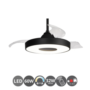 Ventilador retráctil ICON 60w negro (13-20m²)