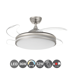 Ventilador retráctil TURIN 36w níquel satinado (13-20m²)