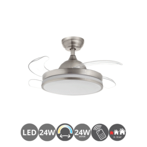 Ventilador retráctil TURIN XS 24w níquel satinado (0-13m²)