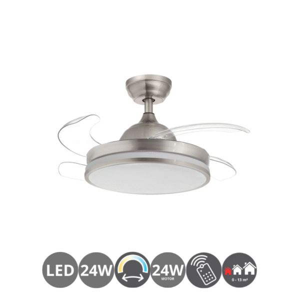 Ventilador retráctil TURIN XS 24w níquel satinado (0-13m²)
