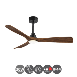 Ventilador CARLA L 132cm madera oscura y negro