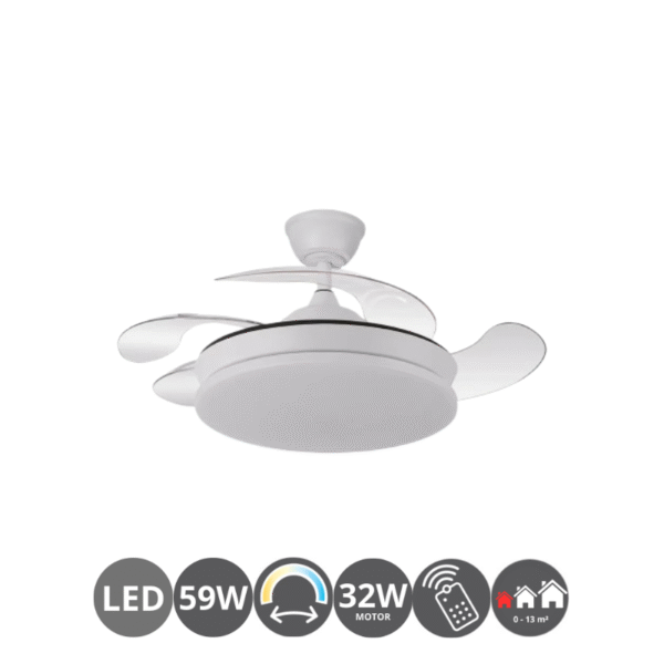 Ventilador TRIDENTE 91cm blanco