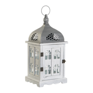 Farol porta-velas ENVEJECIDO madera cristal