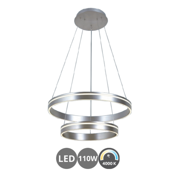 Lámpara led DOBLE ARO 110w níquel mate