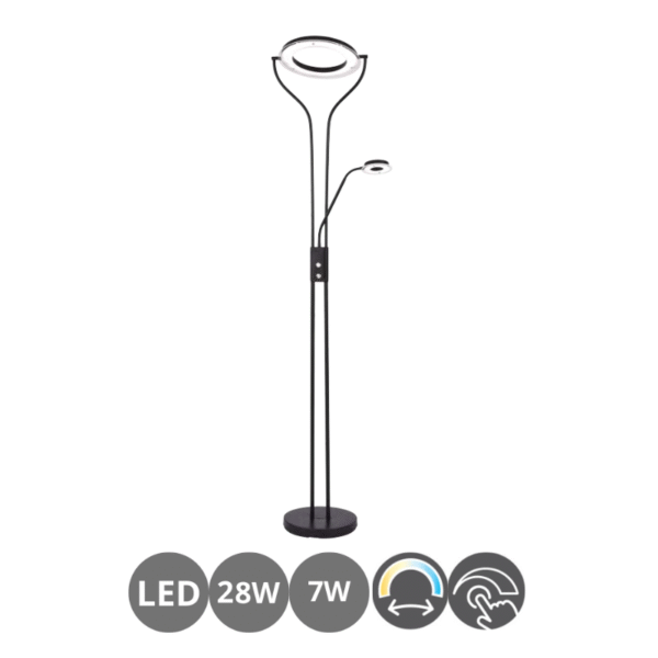 Lampara de pie led LECTOR 28+7w negro mate