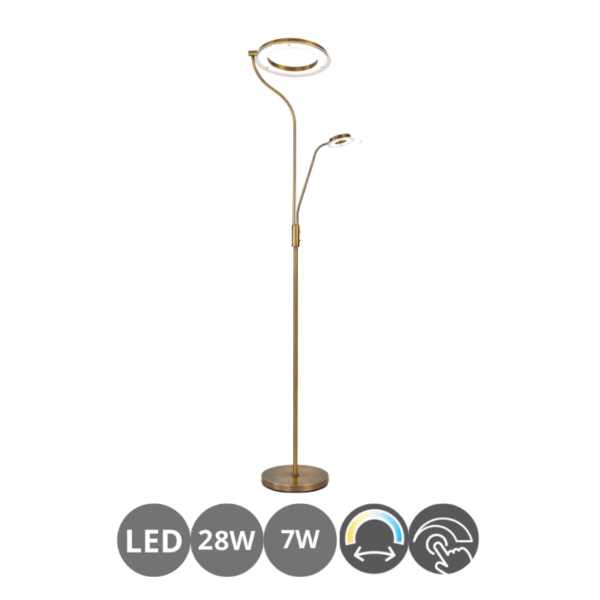 Lampara de pie led LECTOR 28+7w cuero