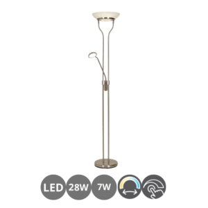 Lampara de pie led LECTOR-C 28/30+7w níquel mate